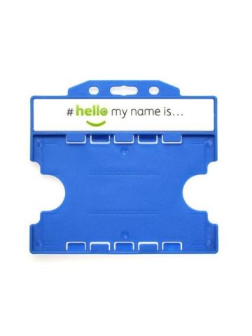 Digital ID 'Hello My Name Is' Light Blue Open-Faced Dual-Sided ID Card Holders - Landscape (Pack of 100)