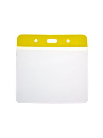 Digital ID Vinyl Yellow Top Visitor Card Holder 102 x 83 mm Landscape - Pack of 100