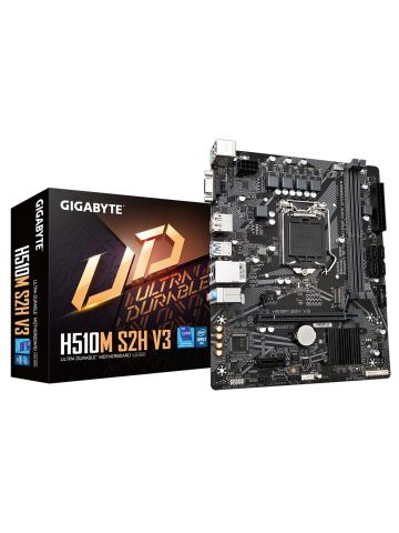 Gigabyte H510M S2H V3 Motherboard - Supports Intel Core 11th CPUs, up to 3200MHz DDR4 (OC), 1xPCIe 3.0 M.2, GbE LAN, USB 3.2 Gen 1