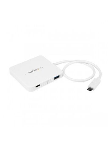 StarTech.com 3-Port USB-C Hub with Power Delivery - USB-C to 3x USB-A - USB 3.0 Hub - White