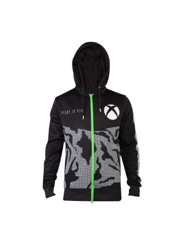 Microsoft Xbox Tech All-over Print Full Length Zipper Hoodie, Male, Extra Extra Large, Black (HD143567XBX-2XL)