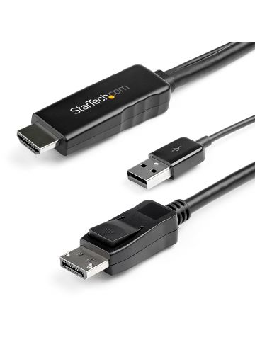 StarTech.com 2m (6ft) HDMI to DisplayPort Cable 4K 30Hz - Active HDMI 1.4 to DP 1.2 Adapter Converter Cable with Audio - USB Powered - Mac & Windows - HDMI Laptop to DP Monitor - Male/Male
