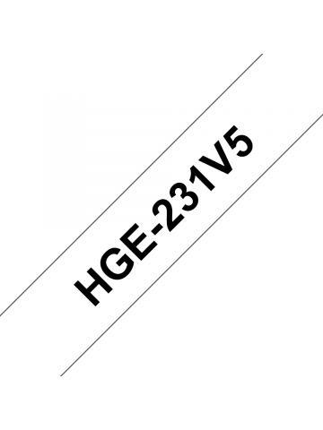 Brother HGE-231V5 DirectLabel black on white Laminat 12mm x 8m Pack=5 for P-Touch RL 700 S/ 9500 PC/ 9700 PC/ 9800 PCN