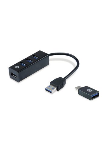 Conceptronic HUBBIES 4-Port USB 3.0 Hub with USB-C OTG Adapter