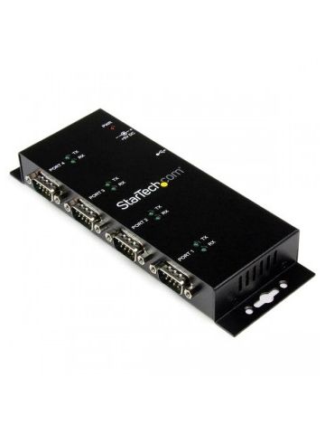 StarTech.com 4 Port USB to DB9 RS232 Serial Adapter Hub �� Industrial DIN Rail and Wall Mountable