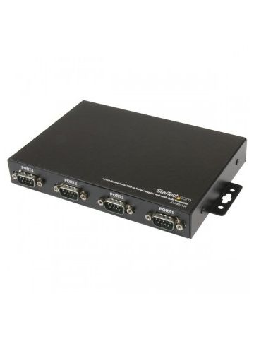 StarTech.com 4 Port Wall Mountable USB to Serial Adapter Hub with COM Retention