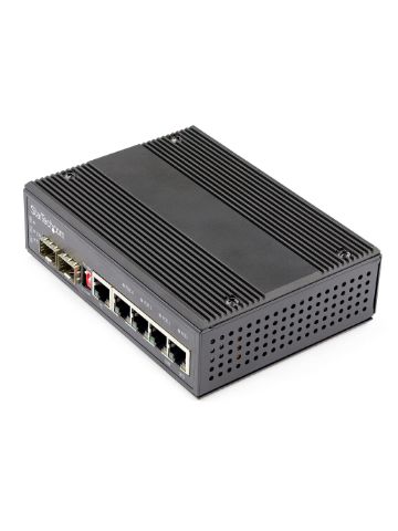 StarTech.com Industrial 5 Port Gigabit Ethernet Switch - 4 PoE RJ45 +2 SFP Slots 30W PoE+ 12-48VDC 1