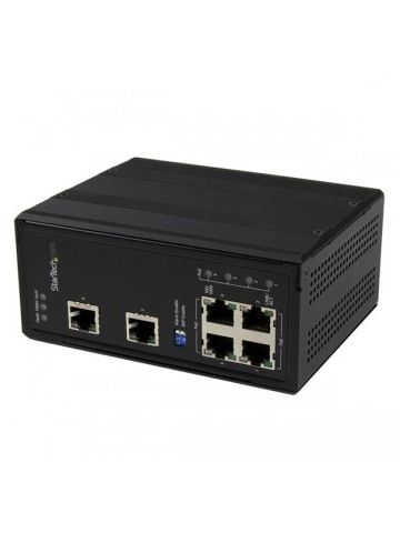 StarTech.com 6 Port Unmanaged Industrial Gigabit Ethernet Switch w/ 4 PoE+ Ports and Voltage Regulation - DIN Rail / Wall-Mountable