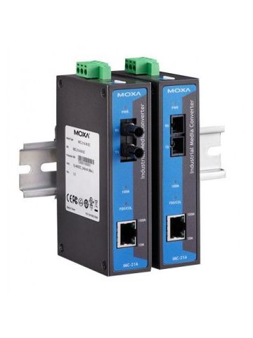 Moxa IMC-21A-M-SC network media converter 100 Mbit/s 1300 nm Multi-mode Black,Blue