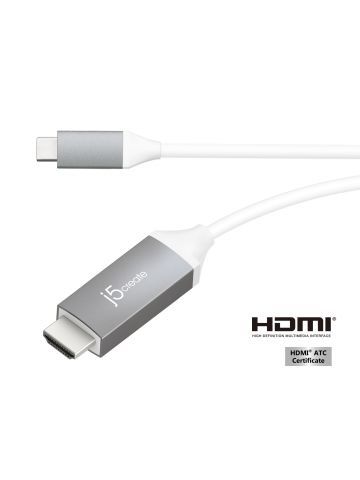 j5create JCC153G-N USB-C™ to 4K HDMI™ Cable, Grey, 1.5 m