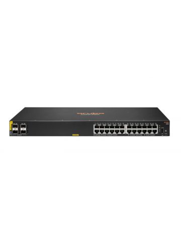 HPE HPE Aruba 6100 24G Class4 PoE 4SFP+ - Switch - Managed - 24 x 10/100/1000 + 4 x 1 Gigabit / 10 Gigabit SFP+ - side to side airflow - rack-mountable - PoE+ (370 W)