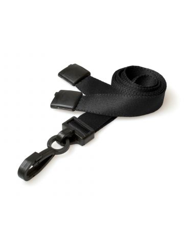 Digital ID 15mm Recycled Plain Black Lanyards with Plastic J Clip (Pack of 100)