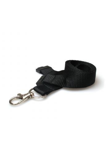 Digital ID 20mm Recycled Black Lanyards with Flat Breakaway and Metal Trigger Clip (Pack of 100)