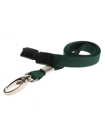 Digital ID 10mm Recycled Plain Dark Green Lanyards with Metal Lobster Clip (Pack of 100)