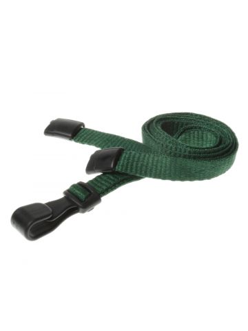 Digital ID 10mm Recycled Plain Dark Green Lanyards with Plastic J Clip (Pack of 100)