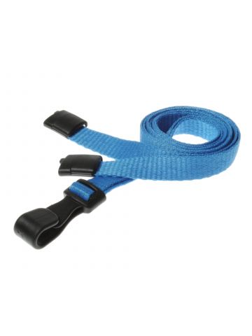 Digital ID 10mm Recycled Plain Light Blue Lanyards with Plastic J Clip (Pack of 100)