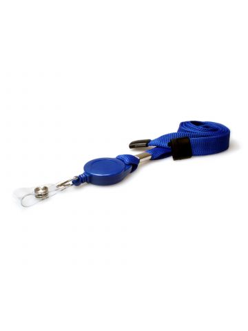 Digital ID 16mm Mid Blue Tubular Flexiweave Breakaway Lanyards with attached Mini Yoyo Card Reel & Clear Vinyl Strap (Pack of 50)