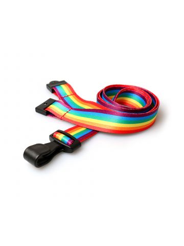 Digital ID 15mm Recycled Rainbow Lanyards with Plastic J-Clip (Pack of 100)