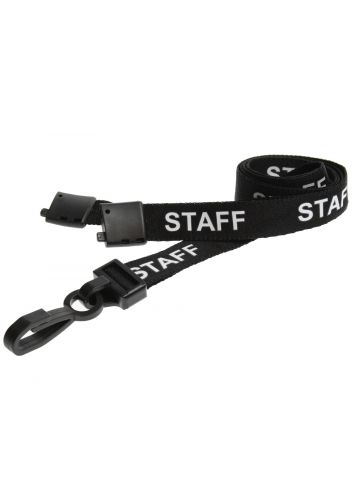 Digital ID 15mm Recycled Black Staff Lanyards with Plastic J Clip (Pack of 100)