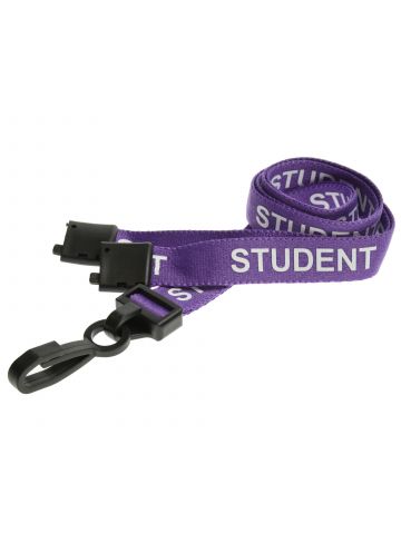 Digital ID 15mm Recycled Purple Student Lanyards with Breakaway and Plastic J Clip (Pack of 100)