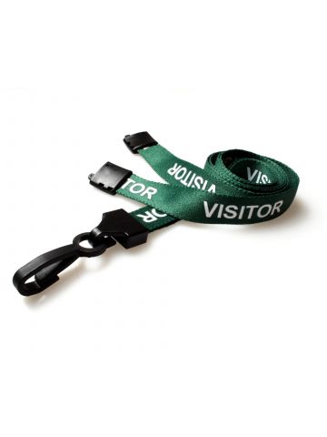 Digital ID 15mm Recycled Green Visitor Lanyards with Plastic J Clip (Pack of 100)