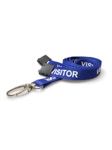 Digital ID 15mm Visitor Royal Blue Flat Woven BreakAway Lanyard with Metal Lobster Clip (Pack of 100)