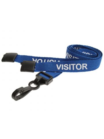 Digital ID 15mm Recycled Blue Visitor Lanyards with Breakaway and Plastic J Clip (Pack of 100)