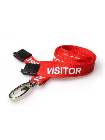 Digital ID 15mm Recycled Red Visitor Lanyards with Breakaway and Metal Lobster Clip (Pack of 100)