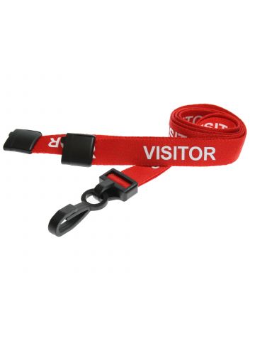 Digital ID 15mm Recycled Red Visitor Lanyards with Plastic J Clip (Pack of 100)