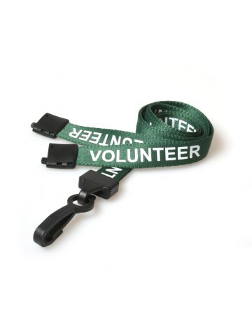 Digital ID 15mm Recycled Green Volunteer Lanyards with Plastic J Clip (Pack of 100)