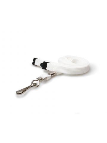 Digital ID 10mm White Tubular Breakaway Lanyards with Metal J-Clip (Pack of 100)