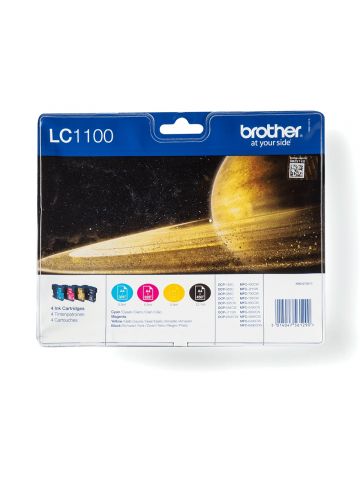 Brother LC-1100VALBPDR Ink cartridge multi pack Bk,C,M,Y Blister Acustic Magnetic 9.5ml + 3x7.5ml, 450pg + 3x325pg Pack=4 for Brother DCP 185 C/MFC 6490 C