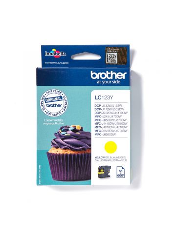 Brother LC-123Y Ink cartridge yellow, 600 pages ISO/IEC 24711 5,9ml for Brother DCP-J 132/MFC-J 4510/MFC-J 6920