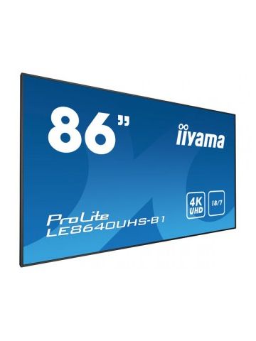 iiyama LE8640UHS-B1 signage display 2.17 m (85.6") LED 4K Ultra HD Digital signage flat panel Black