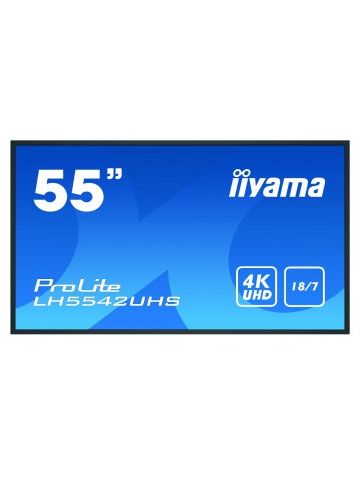 iiyama LH5542UHS-B1 signage display 138.7 cm (54.6") IPS 4K Ultra HD Digital signage flat panel Black Built-in processor Android 8.0