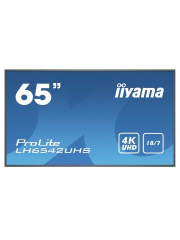 iiyama LH6542UHS-B1 signage display 163.8 cm (64.5") IPS 4K Ultra HD Digital signage flat panel Black Built-in processor Android 8.0