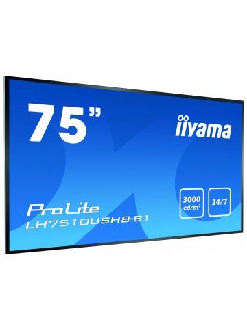 iiyama LH7510USHB-B1 signage display 190.5 cm (75") LED 4K Ultra HD Digital signage flat panel Black