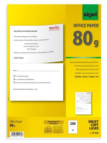 Sigel LP202 printing paper A5 (148x210 mm) 200 sheets White