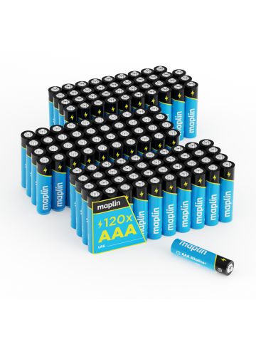 Maplin 120x AAA LR03 1.5V Alkaline Batteries 7 Year Shelf Life High Performance