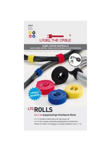 Label-the-cable ROLLS cable tie Velcro Black, Blue, Red, Yellow 4 pc(s)