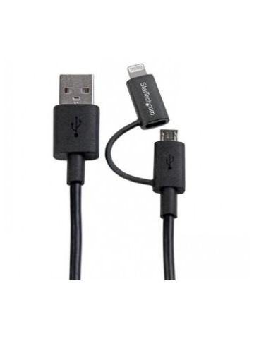 StarTech.com 1 m (3 ft.) 2 in 1 Charging Cable - USB to Lightning or Micro-USB for iPhone / iPad / iPod / Android - Apple MFi Certified - Multi Phone Charger - USB 2.0