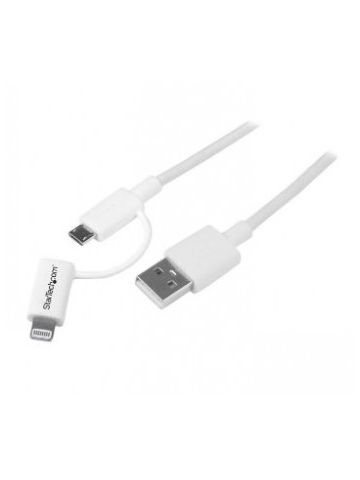 StarTech.com 1 m (3 ft.) 2 in 1 Charging Cable - USB to Lightning or Micro-USB for iPhone / iPad / iPod / Android - Apple MFi Certified - Multi Phone Charger - USB 2.0