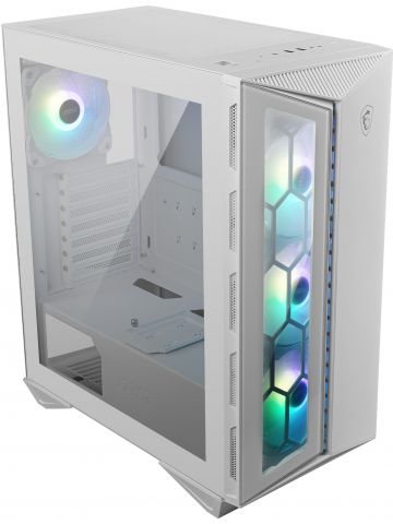 MSI MPG GUNGNIR 110R WHITE Mid Tower Gaming Computer Case 'White, 4x 120mm ARGB Fan, 1 to 6 ARGB Control board, USB Type-C, Tempered Glass, Center, ATX, mATX, mini-ITX'