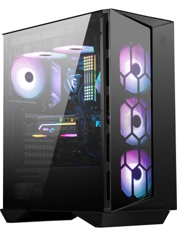 MSI MPG GUNGNIR 110R Mid Tower Gaming Computer Case Black, USB 3.2 Gen2 Type C, 4x 120mm ARGB Fan, Mystic Light Sync, 1 to 6 ARGB Control board, 2x Tempered Glass Panels, ATX, mATX, mini-ITX