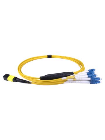 Cablenet 1m OS2 MPO (F) to 4X LC (DX) QSFP Breakout Yellow Cable Method B