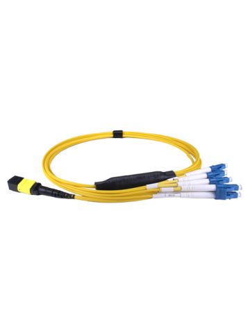 Cablenet 2m OS2 MPO (F) to 4X LC (DX) QSFP Breakout Yellow Cable Method B