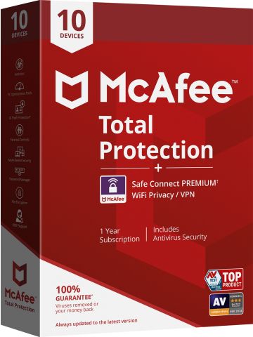 McAfee Total Protection Antivirus security 10 license(s) 1 year(s)