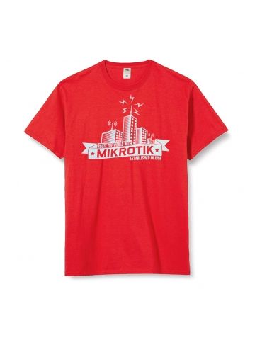 Mikrotik T-shirt Building/Tower Design - Red (Size M)