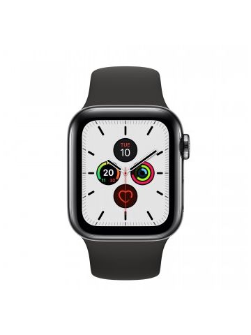 Apple Watch Series 5 GPS + Cellular, 40mm Space Black Stainless Steel Case with Black Sport Band - S/M & M/L