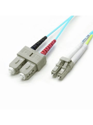 Cablenet 20m OM4 50/125 LC-SC Duplex Aqua LSOH 1.8mm Minizip Fibre Patch Lead